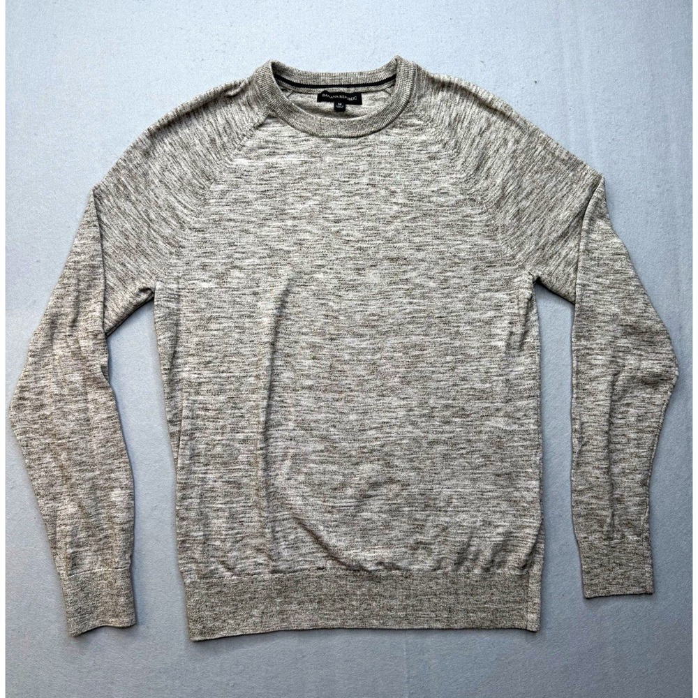 Banana Republic Men M Marbled Cotton Blend Sweater Gray Knit Crewneck